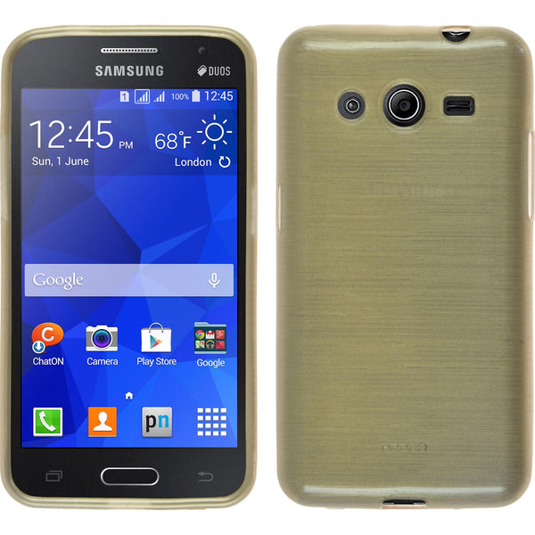 PhoneNatic Case kompatibel mit Samsung Galaxy Core 2 - gold Silikon Hülle brushed + 2 Schutzfolien