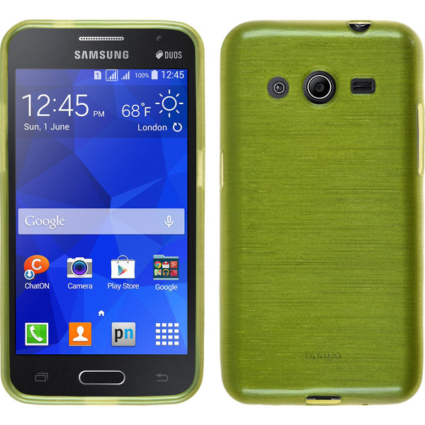 PhoneNatic Case kompatibel mit Samsung Galaxy Core 2 - pastellgrün Silikon Hülle brushed + 2 Schutzfolien