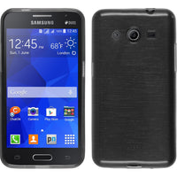PhoneNatic Case kompatibel mit Samsung Galaxy Core 2 - silber Silikon Hülle brushed + 2 Schutzfolien