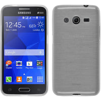 PhoneNatic Case kompatibel mit Samsung Galaxy Core 2 - weiß Silikon Hülle brushed + 2 Schutzfolien