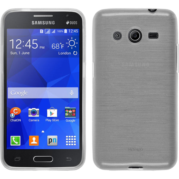 PhoneNatic Case kompatibel mit Samsung Galaxy Core 2 - weiß Silikon Hülle brushed + 2 Schutzfolien
