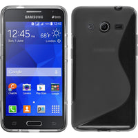 PhoneNatic Case kompatibel mit Samsung Galaxy Core 2 - grau Silikon Hülle S-Style + 2 Schutzfolien