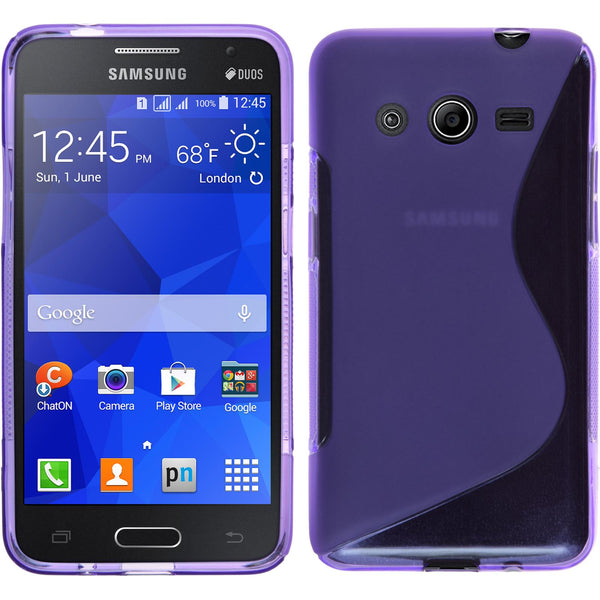 PhoneNatic Case kompatibel mit Samsung Galaxy Core 2 - lila Silikon Hülle S-Style + 2 Schutzfolien
