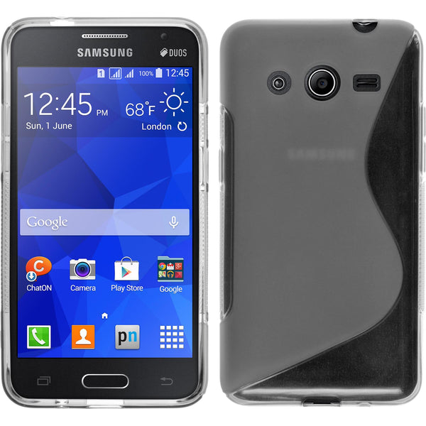 PhoneNatic Case kompatibel mit Samsung Galaxy Core 2 - clear Silikon Hülle S-Style + 2 Schutzfolien
