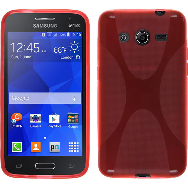 PhoneNatic Case kompatibel mit Samsung Galaxy Core 2 - rot Silikon Hülle X-Style + 2 Schutzfolien