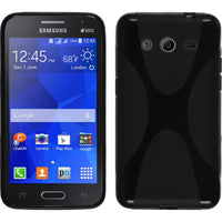 PhoneNatic Case kompatibel mit Samsung Galaxy Core 2 - schwarz Silikon Hülle X-Style + 2 Schutzfolien