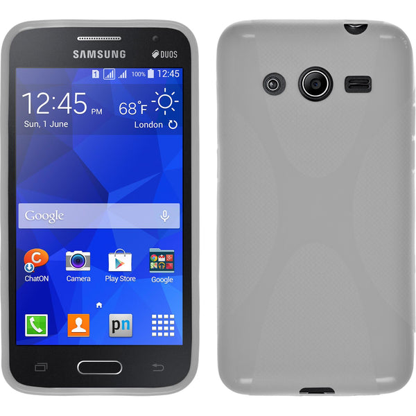 PhoneNatic Case kompatibel mit Samsung Galaxy Core 2 - weiß Silikon Hülle X-Style + 2 Schutzfolien