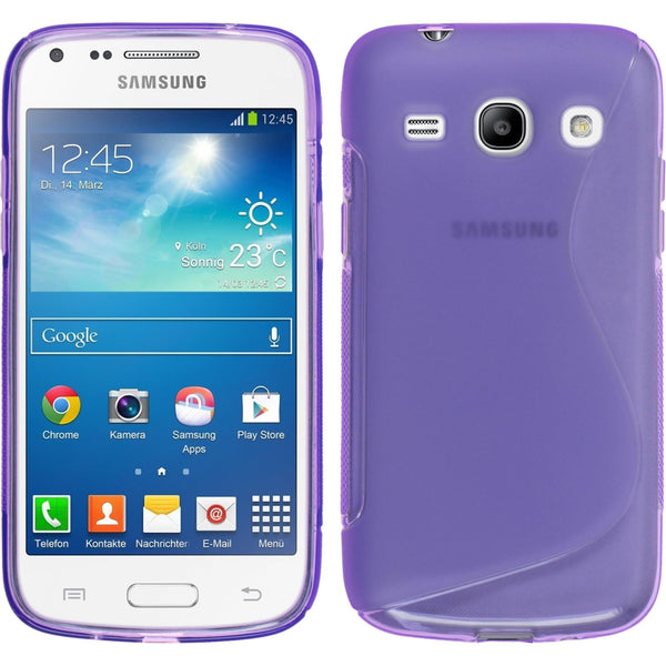 PhoneNatic Case kompatibel mit Samsung Galaxy Core Plus - lila Silikon Hülle S-Style + 2 Schutzfolien