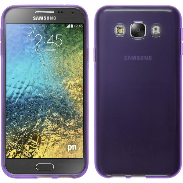 PhoneNatic Case kompatibel mit Samsung Galaxy E5 - lila Silikon Hülle transparent + 2 Schutzfolien