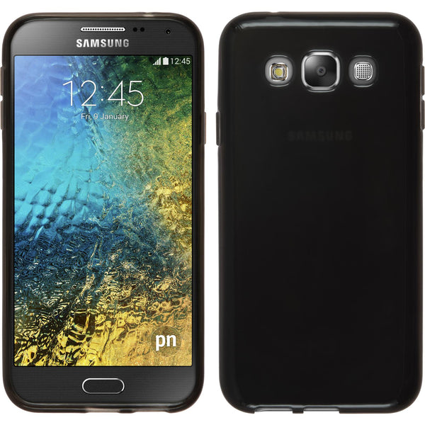 PhoneNatic Case kompatibel mit Samsung Galaxy E5 - schwarz Silikon Hülle transparent + 2 Schutzfolien