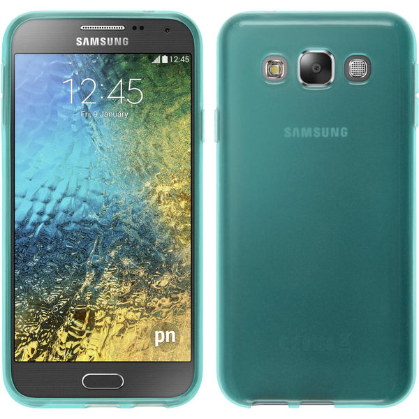 PhoneNatic Case kompatibel mit Samsung Galaxy E5 - türkis Silikon Hülle transparent + 2 Schutzfolien