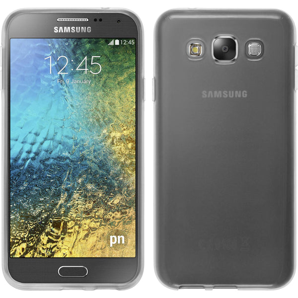 PhoneNatic Case kompatibel mit Samsung Galaxy E5 - weiß Silikon Hülle transparent + 2 Schutzfolien