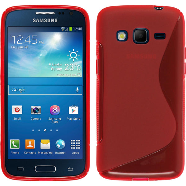 PhoneNatic Case kompatibel mit Samsung Galaxy Express 2 - rot Silikon Hülle S-Style + 2 Schutzfolien