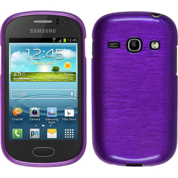 PhoneNatic Case kompatibel mit Samsung Galaxy Fame - lila Silikon Hülle brushed + 2 Schutzfolien
