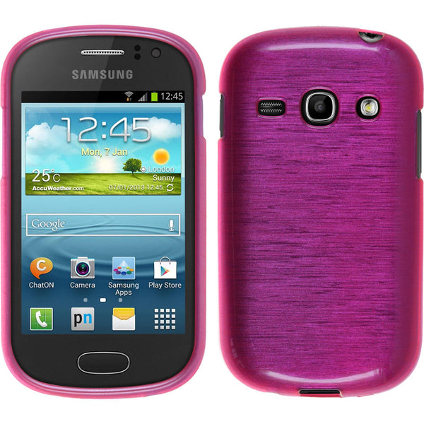 PhoneNatic Case kompatibel mit Samsung Galaxy Fame - pink Silikon Hülle brushed + 2 Schutzfolien