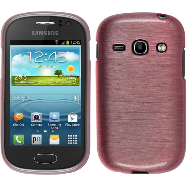 PhoneNatic Case kompatibel mit Samsung Galaxy Fame - rosa Silikon Hülle brushed + 2 Schutzfolien