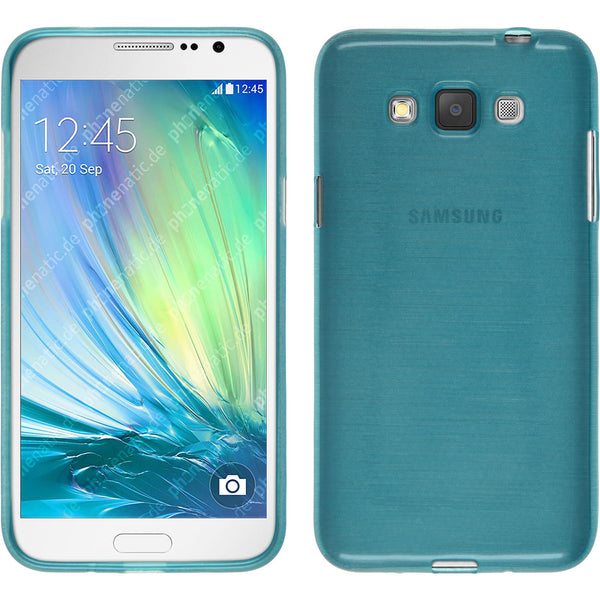 PhoneNatic Case kompatibel mit Samsung Galaxy Grand 3 - blau Silikon Hülle brushed + 2 Schutzfolien