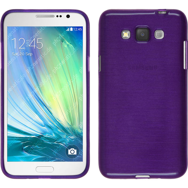 PhoneNatic Case kompatibel mit Samsung Galaxy Grand 3 - lila Silikon Hülle brushed + 2 Schutzfolien