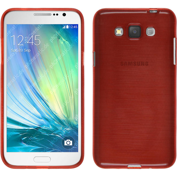 PhoneNatic Case kompatibel mit Samsung Galaxy Grand 3 - rot Silikon Hülle brushed + 2 Schutzfolien