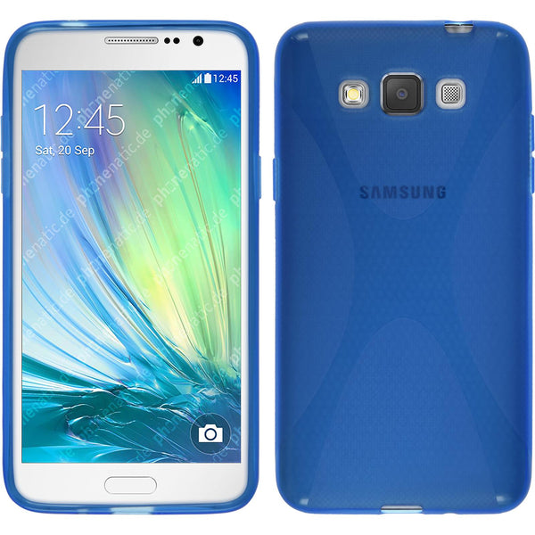 PhoneNatic Case kompatibel mit Samsung Galaxy Grand 3 - blau Silikon Hülle X-Style + 2 Schutzfolien