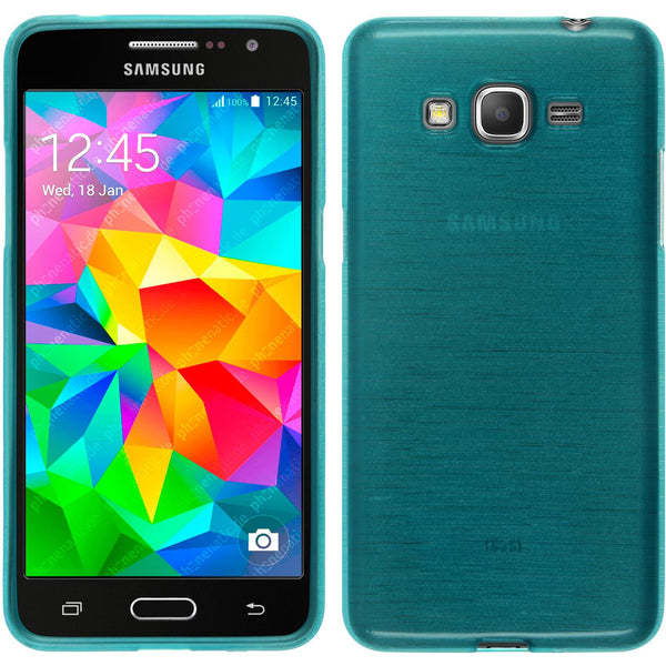 PhoneNatic Case kompatibel mit Samsung Galaxy Grand Prime - blau Silikon Hülle brushed + 2 Schutzfolien