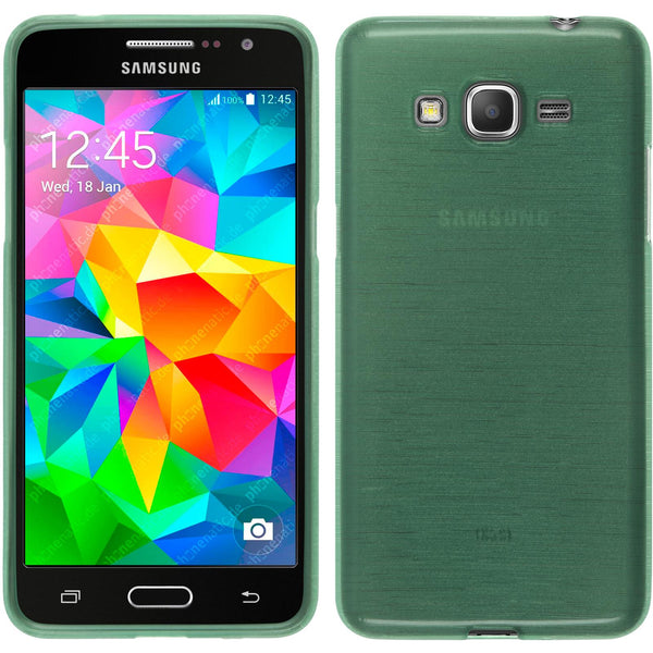 PhoneNatic Case kompatibel mit Samsung Galaxy Grand Prime - grün Silikon Hülle brushed + 2 Schutzfolien