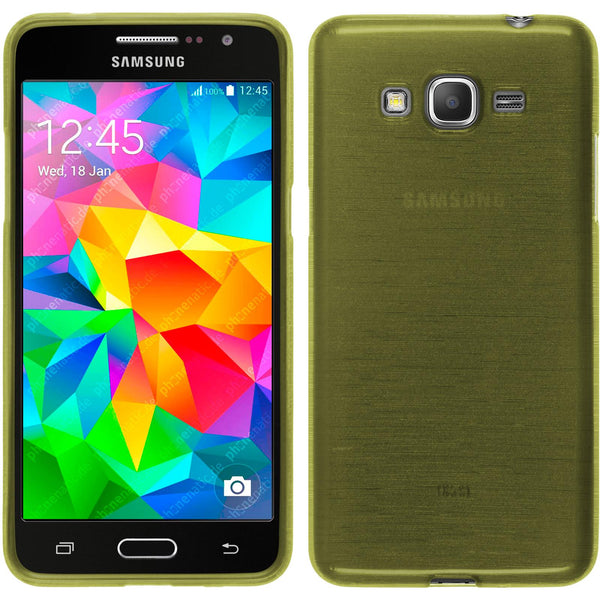 PhoneNatic Case kompatibel mit Samsung Galaxy Grand Prime - pastellgrün Silikon Hülle brushed + 2 Schutzfolien