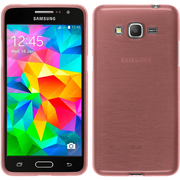 PhoneNatic Case kompatibel mit Samsung Galaxy Grand Prime - rosa Silikon Hülle brushed + 2 Schutzfolien