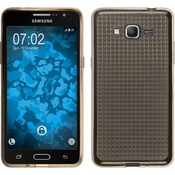 PhoneNatic Case kompatibel mit Samsung Galaxy Grand Prime - grau Silikon Hülle Iced + 2 Schutzfolien