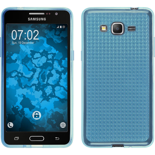 PhoneNatic Case kompatibel mit Samsung Galaxy Grand Prime - hellblau Silikon Hülle Iced + 2 Schutzfolien