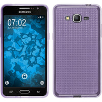 PhoneNatic Case kompatibel mit Samsung Galaxy Grand Prime - lila Silikon Hülle Iced + 2 Schutzfolien