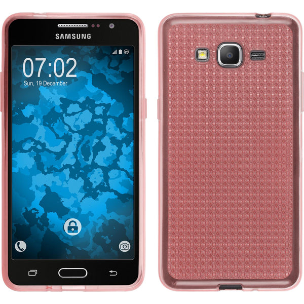 PhoneNatic Case kompatibel mit Samsung Galaxy Grand Prime - rosa Silikon Hülle Iced + 2 Schutzfolien