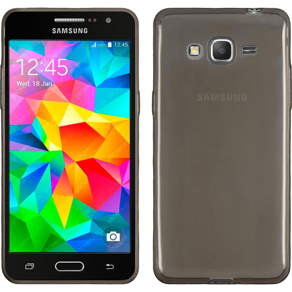 PhoneNatic Case kompatibel mit Samsung Galaxy Grand Prime - grau Silikon Hülle Slimcase + 2 Schutzfolien