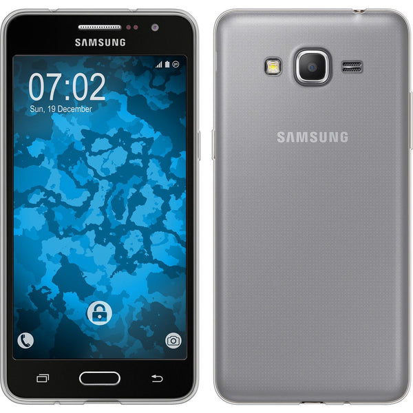 PhoneNatic Case kompatibel mit Samsung Galaxy Grand Prime - Crystal Clear Silikon Hülle transparent + 2 Schutzfolien