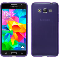 PhoneNatic Case kompatibel mit Samsung Galaxy Grand Prime - lila Silikon Hülle transparent + 2 Schutzfolien