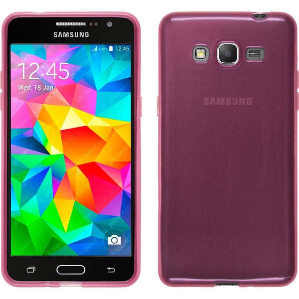 PhoneNatic Case kompatibel mit Samsung Galaxy Grand Prime - rosa Silikon Hülle transparent + 2 Schutzfolien