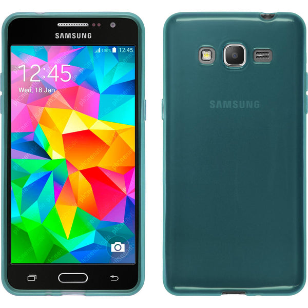 PhoneNatic Case kompatibel mit Samsung Galaxy Grand Prime - türkis Silikon Hülle transparent + 2 Schutzfolien