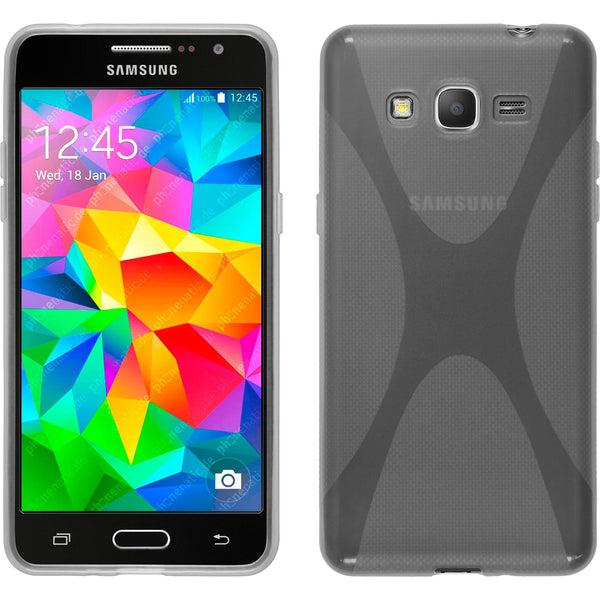 PhoneNatic Case kompatibel mit Samsung Galaxy Grand Prime - clear Silikon Hülle X-Style + 2 Schutzfolien