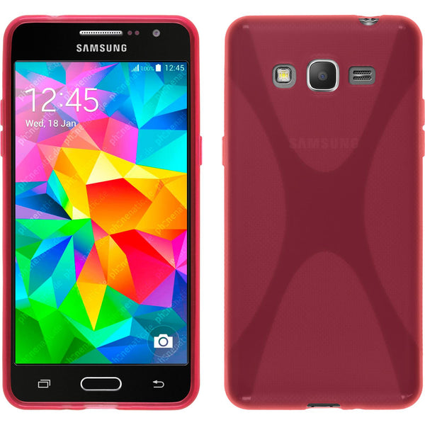 PhoneNatic Case kompatibel mit Samsung Galaxy Grand Prime - pink Silikon Hülle X-Style + 2 Schutzfolien