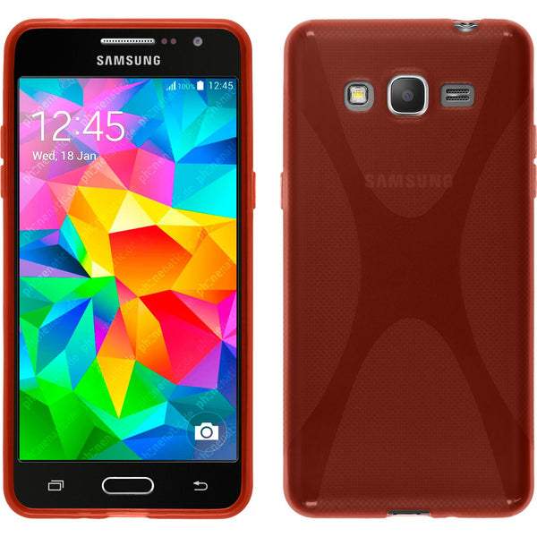 PhoneNatic Case kompatibel mit Samsung Galaxy Grand Prime - rot Silikon Hülle X-Style + 2 Schutzfolien