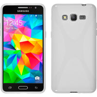 PhoneNatic Case kompatibel mit Samsung Galaxy Grand Prime - weiß Silikon Hülle X-Style + 2 Schutzfolien