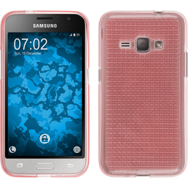 PhoneNatic Case kompatibel mit Samsung Galaxy J1 (2016) J120 - rosa Silikon Hülle Iced Cover