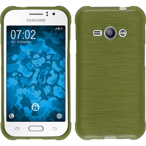 PhoneNatic Case kompatibel mit Samsung Galaxy J1 ACE - pastellgrün Silikon Hülle brushed + 2 Schutzfolien