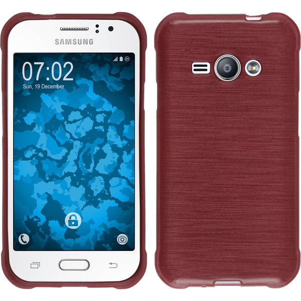 PhoneNatic Case kompatibel mit Samsung Galaxy J1 ACE - rosa Silikon Hülle brushed + 2 Schutzfolien
