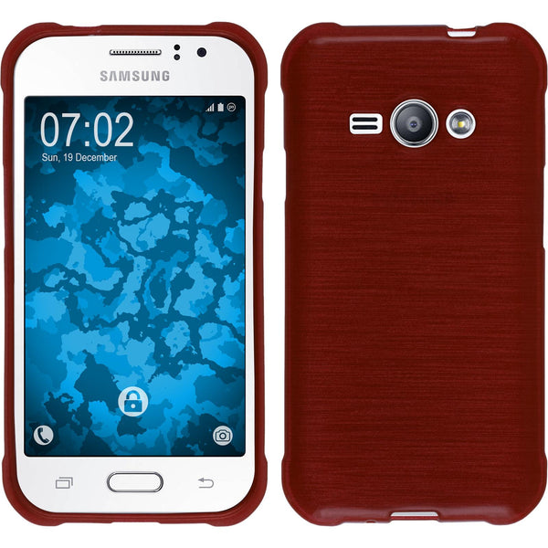 PhoneNatic Case kompatibel mit Samsung Galaxy J1 ACE - rot Silikon Hülle brushed + 2 Schutzfolien