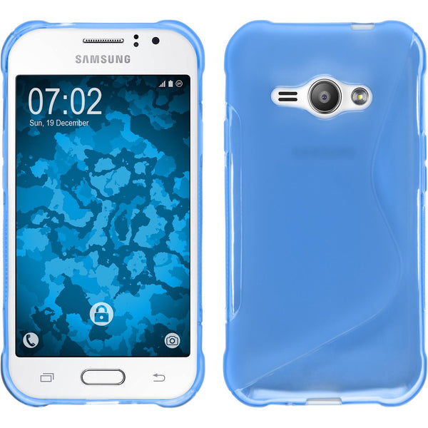 PhoneNatic Case kompatibel mit Samsung Galaxy J1 ACE - blau Silikon Hülle S-Style + 2 Schutzfolien