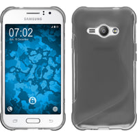 PhoneNatic Case kompatibel mit Samsung Galaxy J1 ACE - grau Silikon Hülle S-Style + 2 Schutzfolien