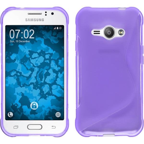 PhoneNatic Case kompatibel mit Samsung Galaxy J1 ACE - lila Silikon Hülle S-Style + 2 Schutzfolien