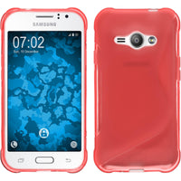 PhoneNatic Case kompatibel mit Samsung Galaxy J1 ACE - rot Silikon Hülle S-Style + 2 Schutzfolien