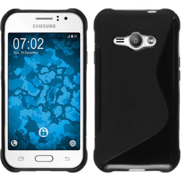 PhoneNatic Case kompatibel mit Samsung Galaxy J1 ACE - schwarz Silikon Hülle S-Style + 2 Schutzfolien